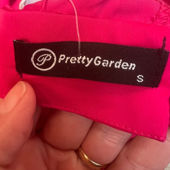 NWT gorgeous pink dress w great style! High neck w one shoulder, faux wrap skirt - Picture 11 of 13